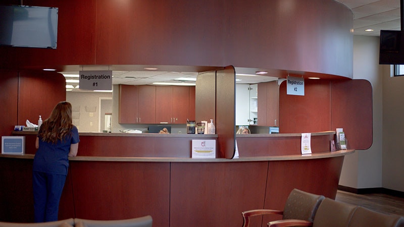Medical center registration desk