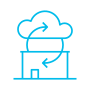 Icon showing data exchanged between a building and a cloud