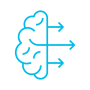 Icon showing arrows extending out of a brain
