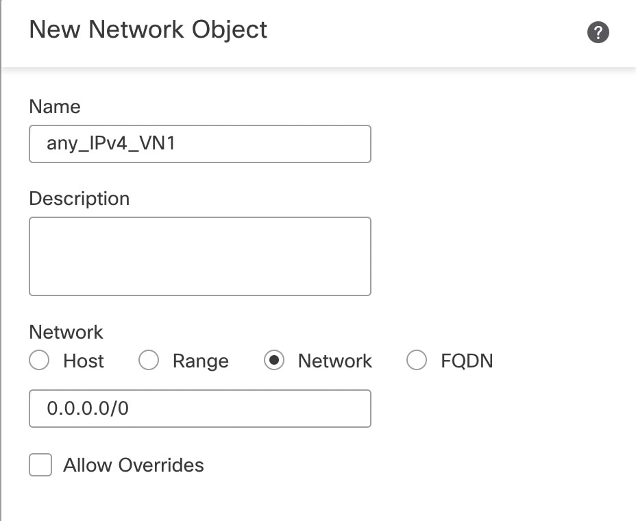 The object's name and network IPv4 address are configured.